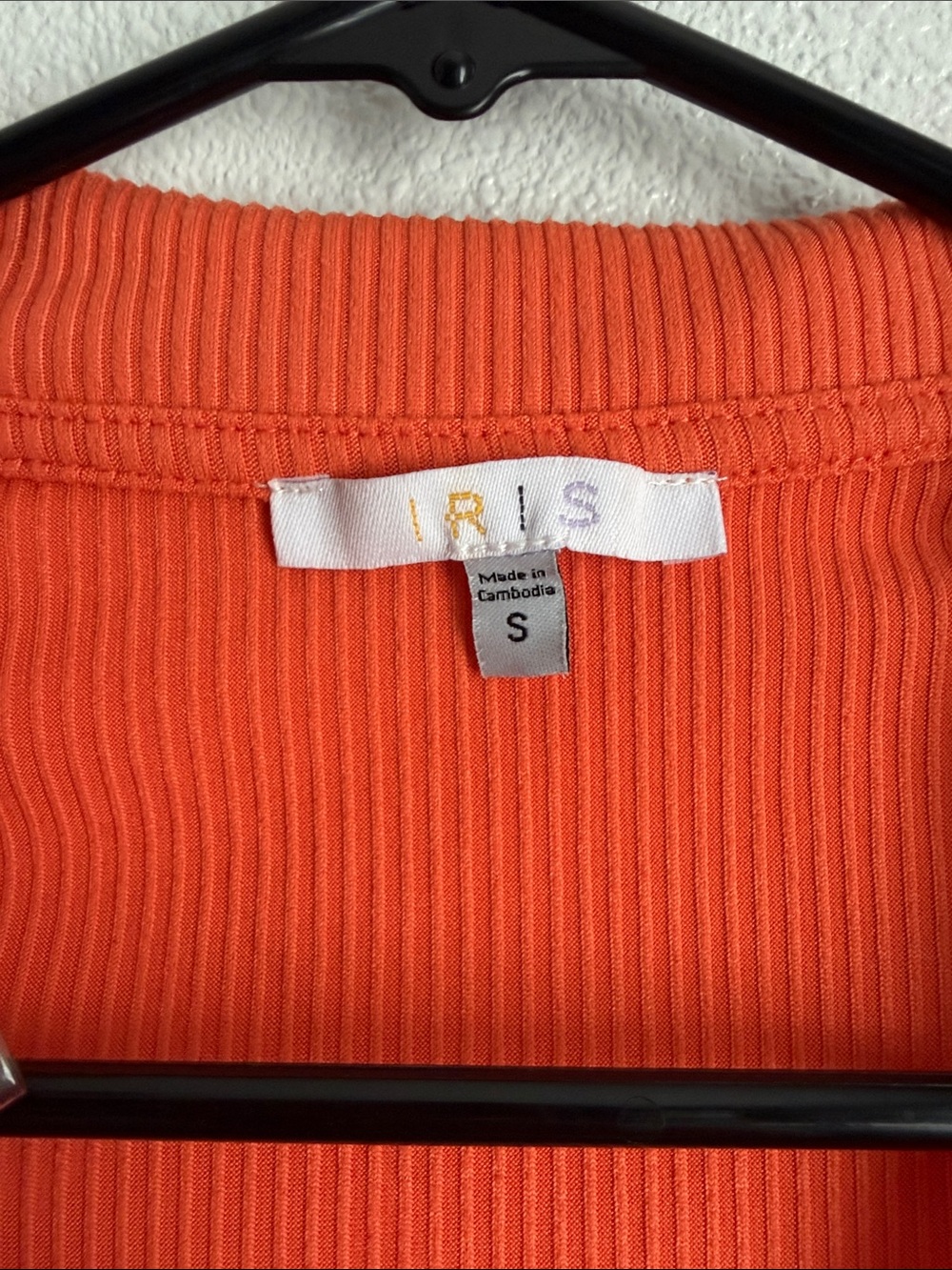 iris Orange Ribbed Collared Ruched Crop Top - Picture 2 of 5